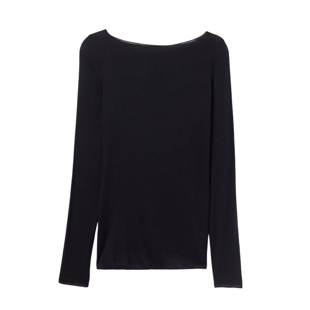 Haut noir col bateau